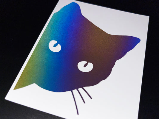 Reflective Rainbow Bright Peeping Cheeky Cat Motorcycle Helmet Stickers