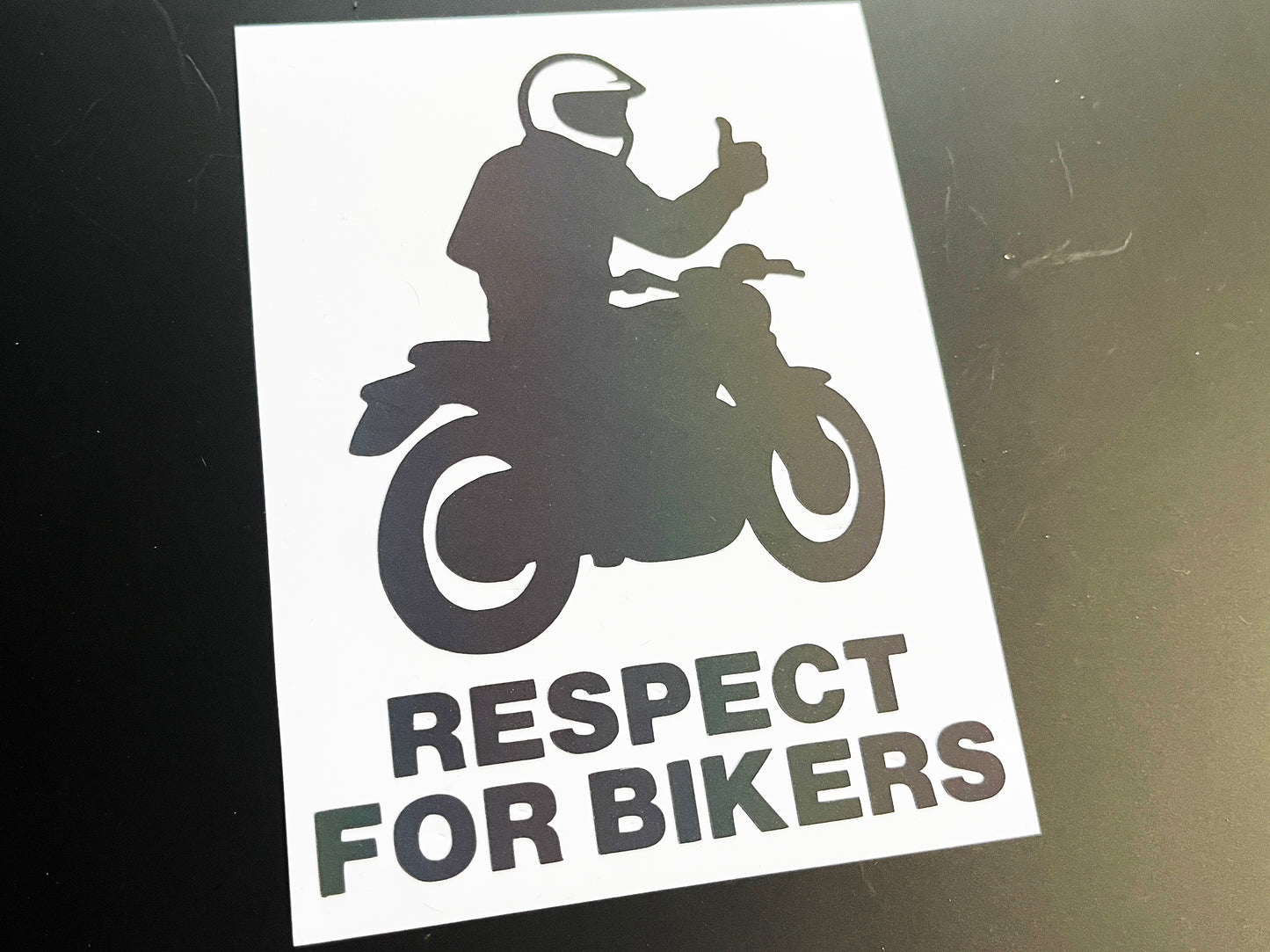 Reflective Rainbow Bright RESPECT FOR BIKERS Motorcycle Helmet Stickers