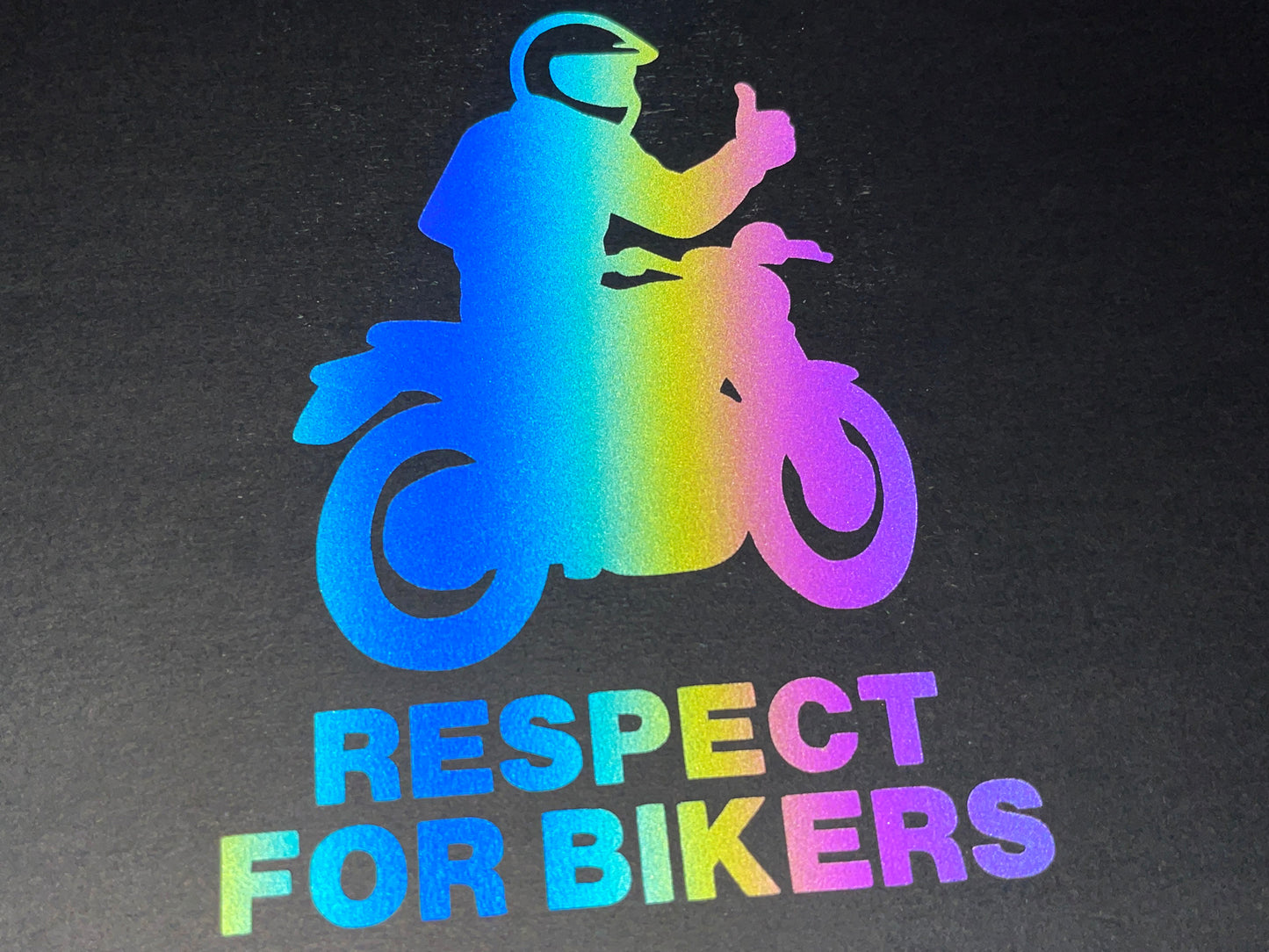 Reflective Rainbow Bright RESPECT FOR BIKERS Motorcycle Helmet Stickers