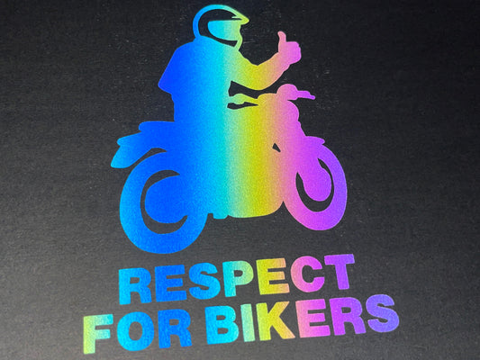 Reflective Rainbow Bright RESPECT FOR BIKERS Motorcycle Helmet Stickers