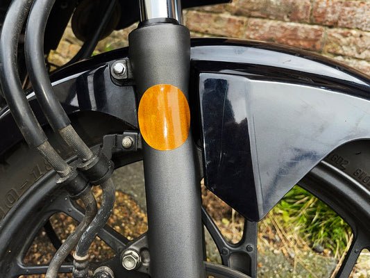 Veloviz Black STEALTH Reflective Amber Orange Motorcycle Fork Reflector Stickers ROUND