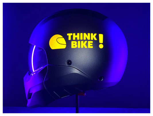 Reflective Think Bike HELMET Die Cut Motorcycle Road Safety Sticker