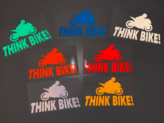 Reflective Think Bike STACKED Die Cut Motorcycle Road Safety Sticker