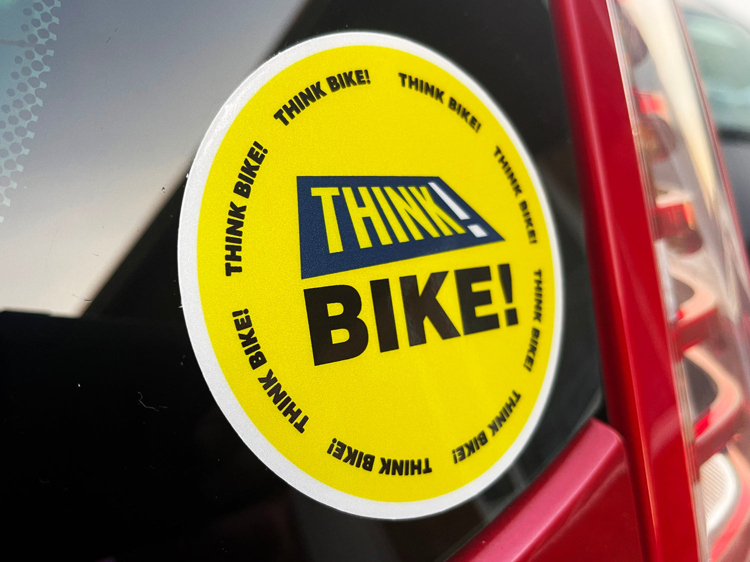 Think Bike UPDATED (Round) Reflective Sticker – Veloviz Reflective Bike ...
