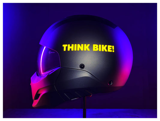 Reflective Think Bike TEXT Die Cut Motorcycle Road Safety Sticker