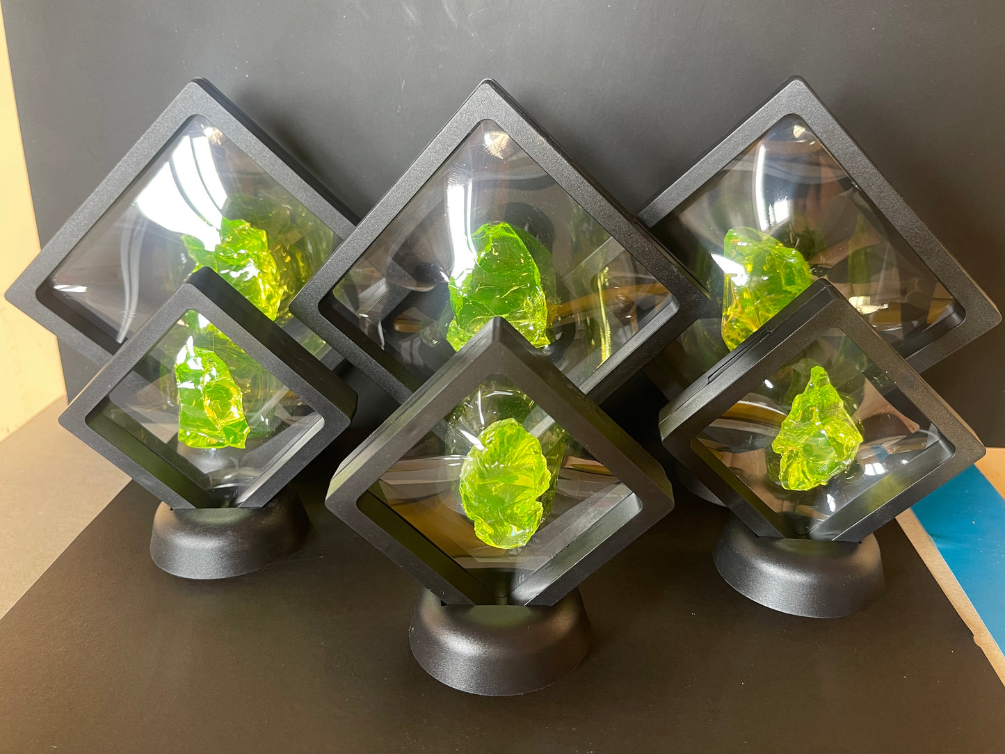 Uranium Vaseline Glass Cullet Chunk In Floating Frame