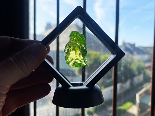Uranium Vaseline Glass Cullet Chunk In Floating Frame