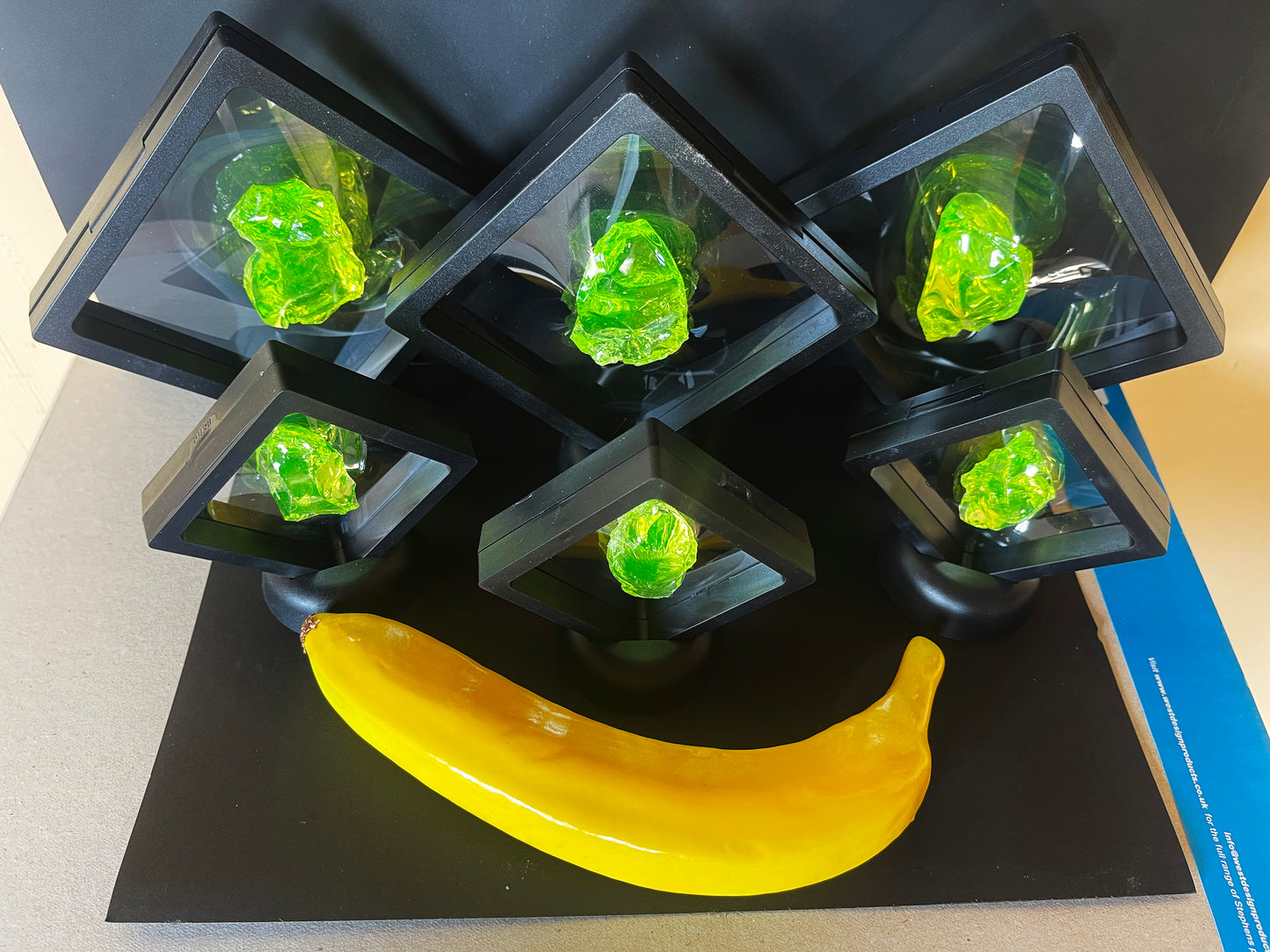Uranium Vaseline Glass Cullet Chunk In Floating Frame