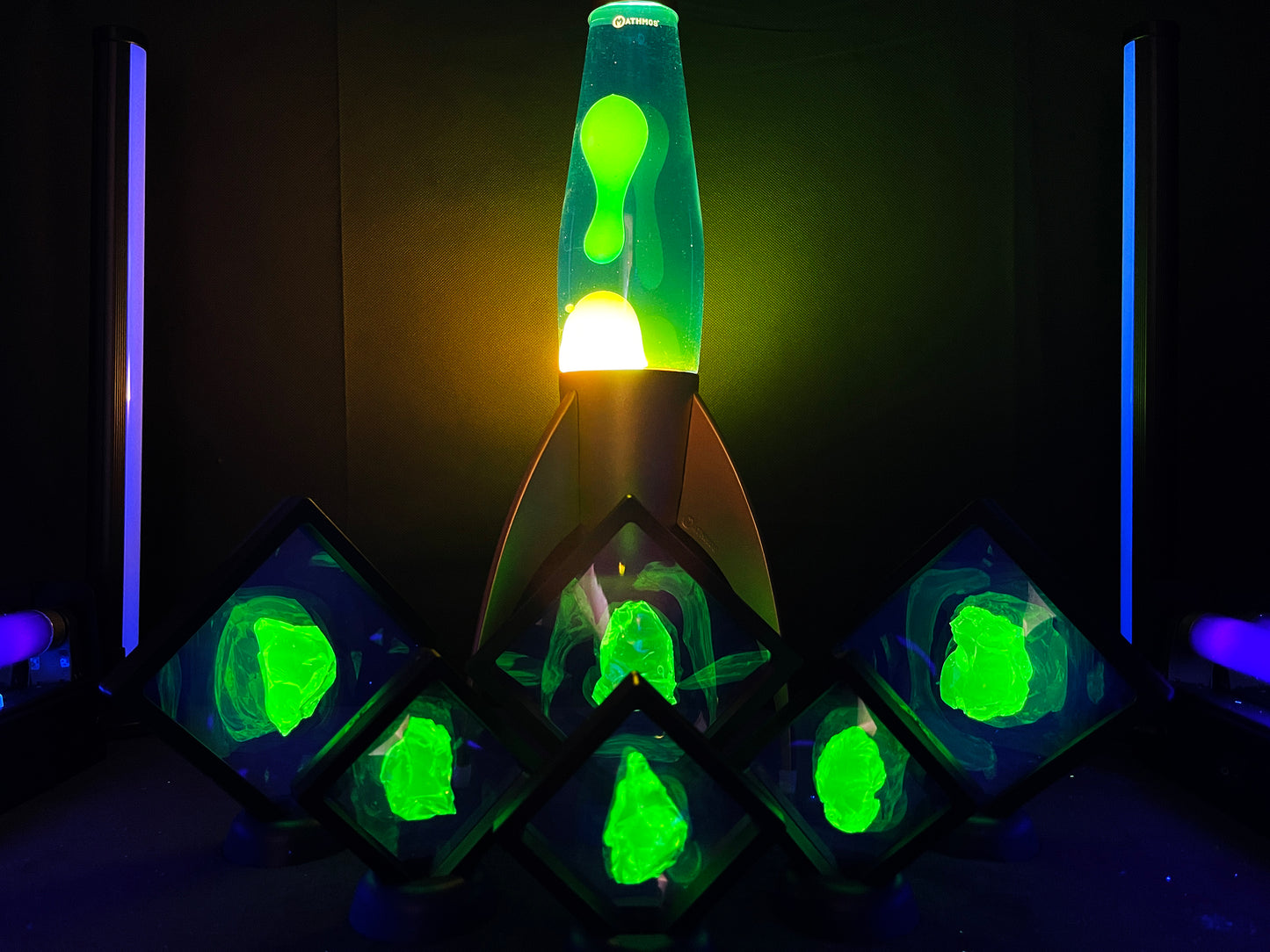 Uranium Vaseline Glass Cullet Chunk In Floating Frame