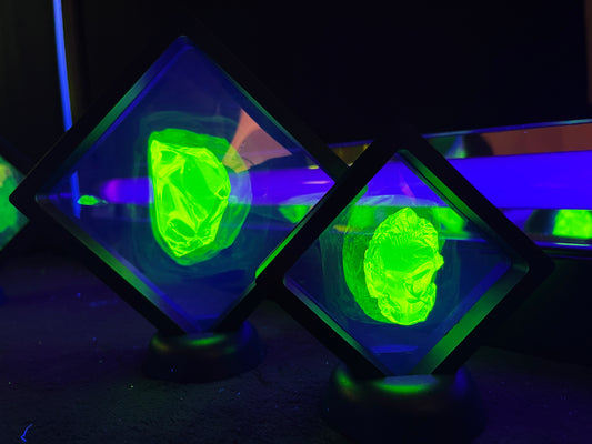 Uranium Vaseline Glass Cullet Chunk In Floating Frame