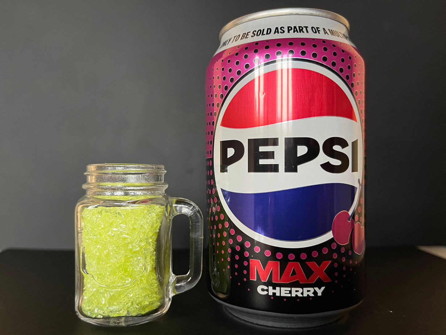 Uranium Glass Filled Drinks Jar
