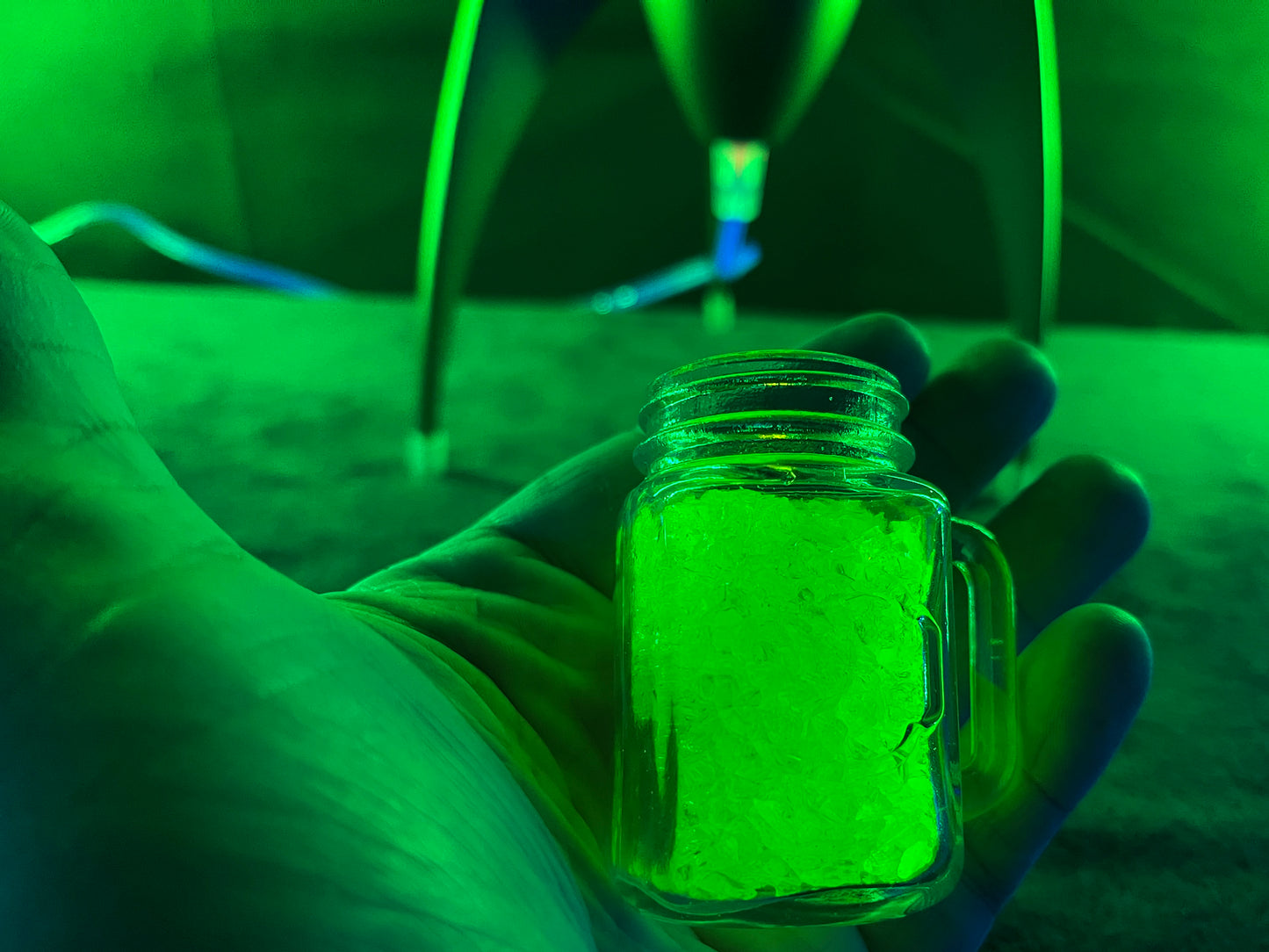 Uranium Glass Filled Drinks Jar