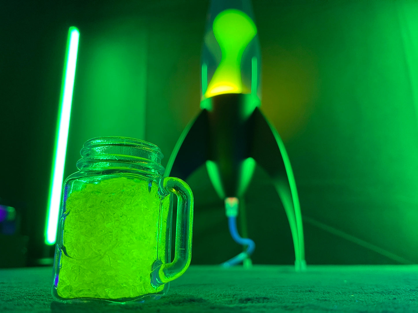 Uranium Glass Filled Drinks Jar