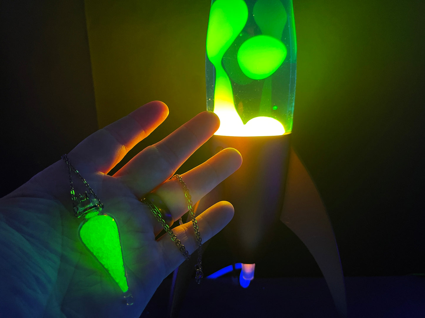 Uranium Glass Filled Mystic Pendant Necklace