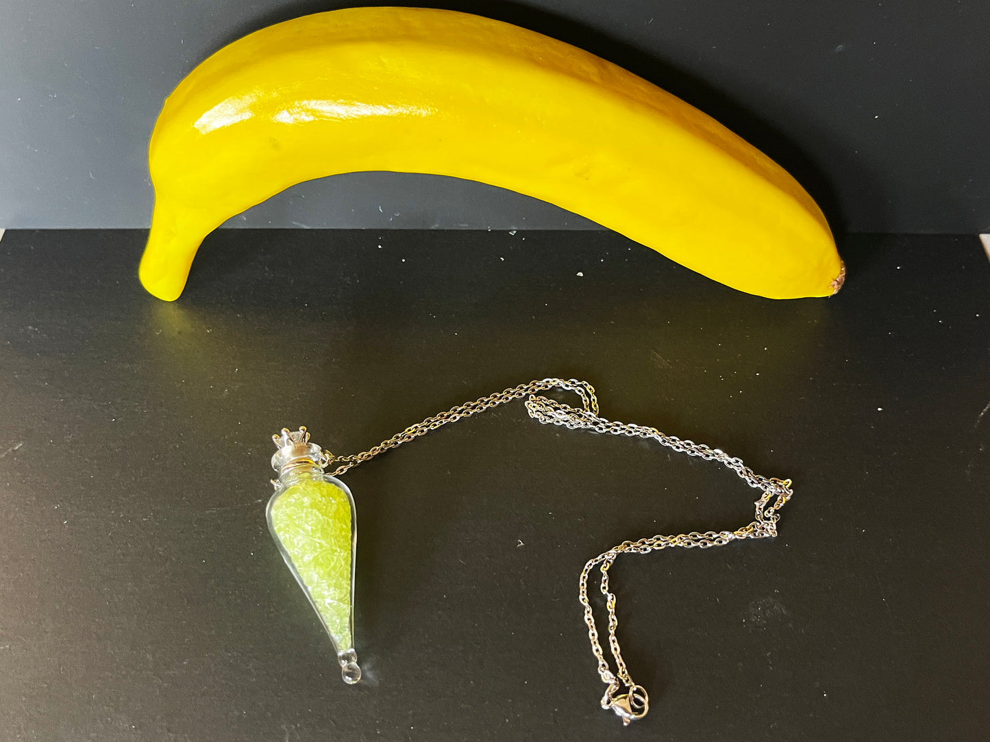 Uranium Glass Filled Mystic Pendant Necklace