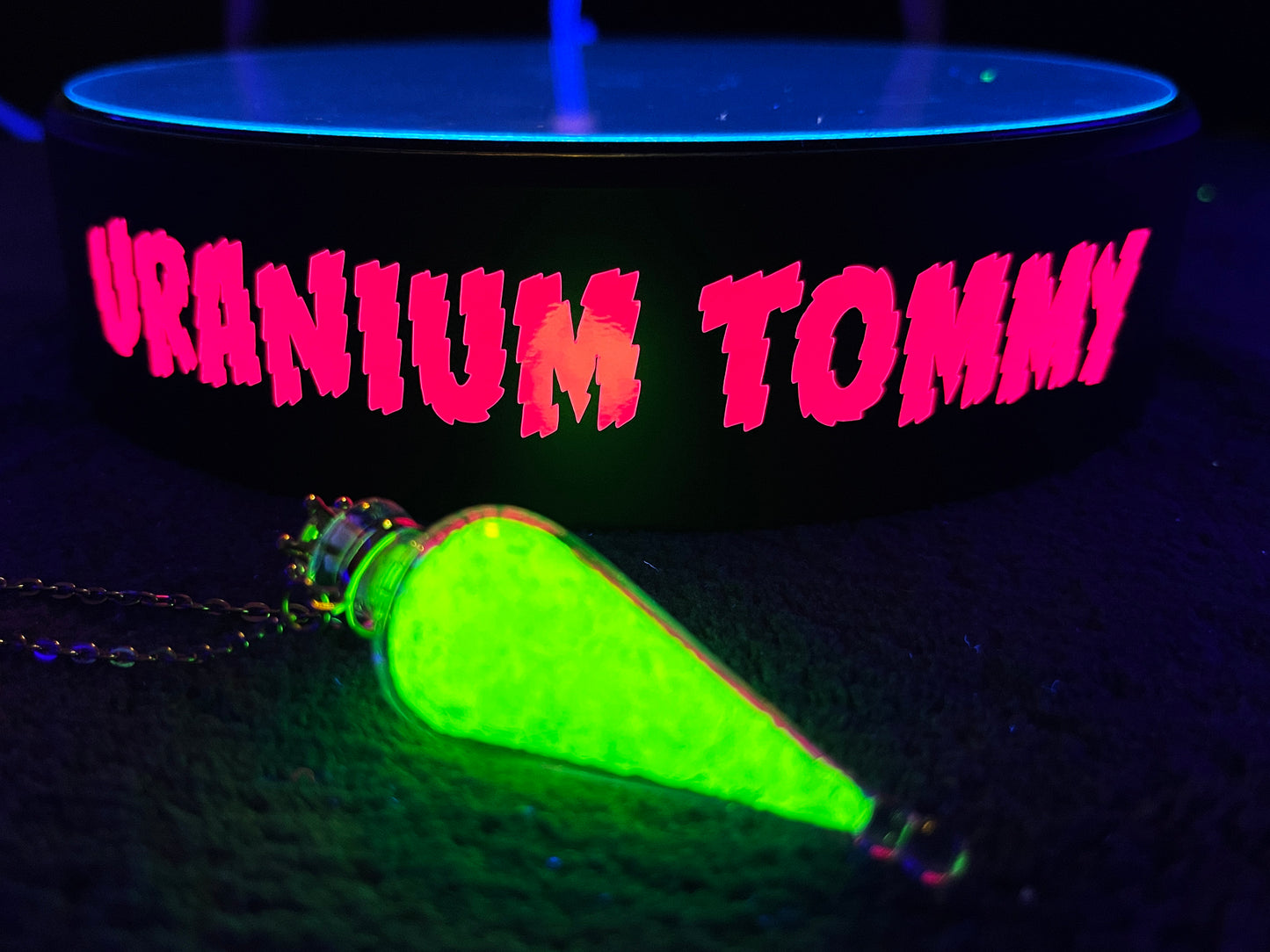 Uranium Glass Filled Mystic Pendant Necklace