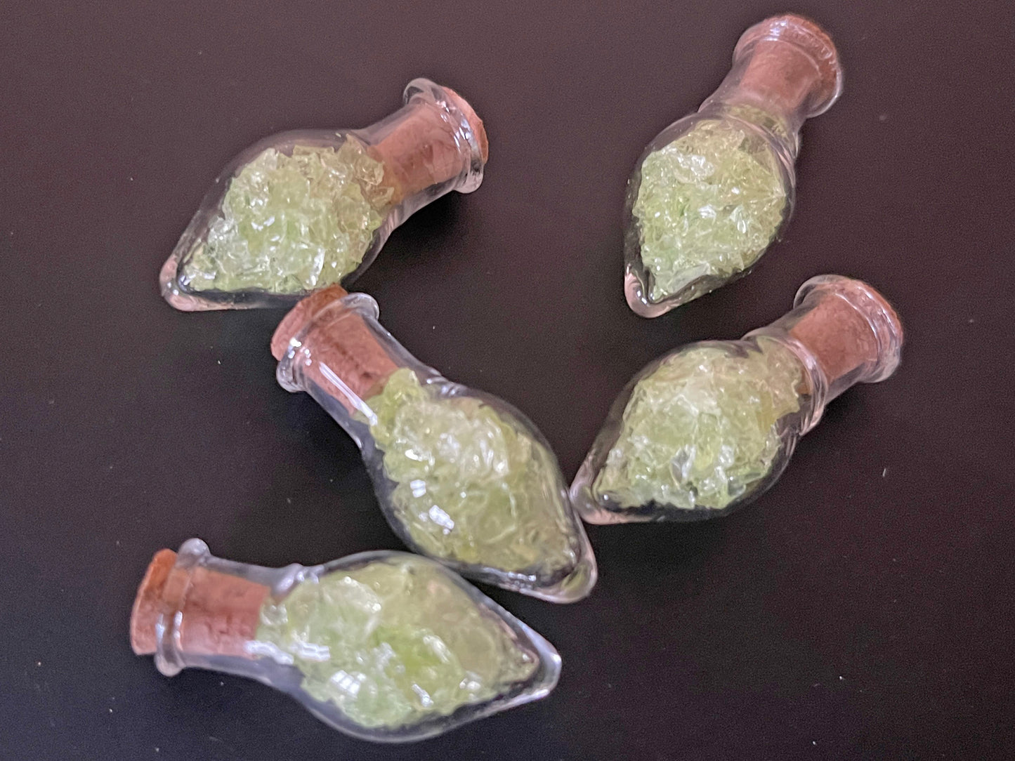 Uranium Glass Filled Potion Bottles