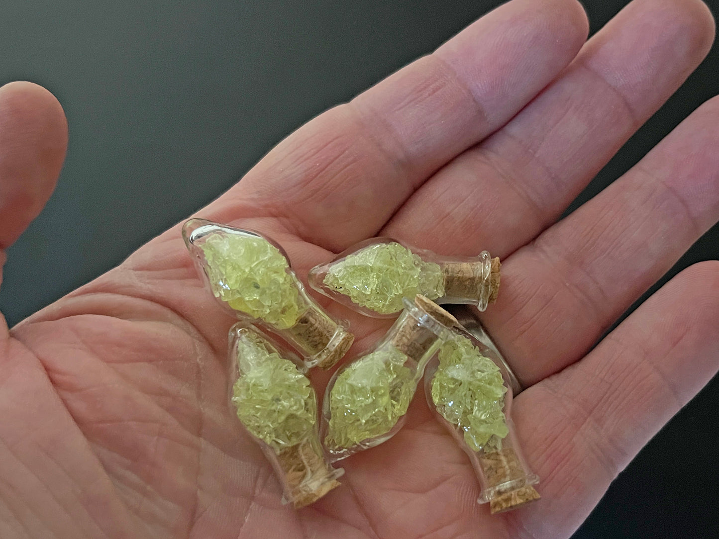 Uranium Glass Filled Potion Bottles