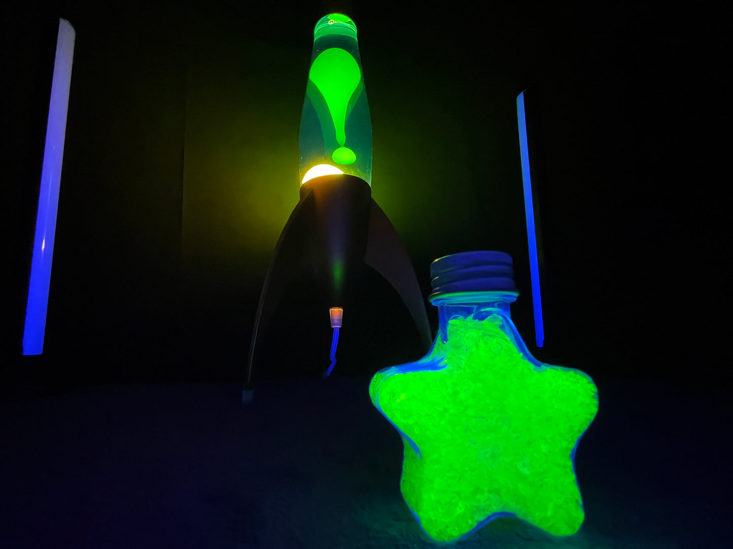 Uranium Glass Filled Star Bottle