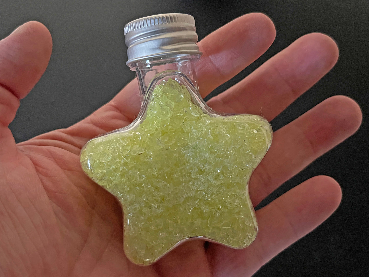 Uranium Glass Filled Star Bottle