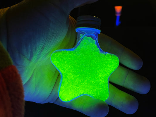 Uranium Glass Filled Star Bottle