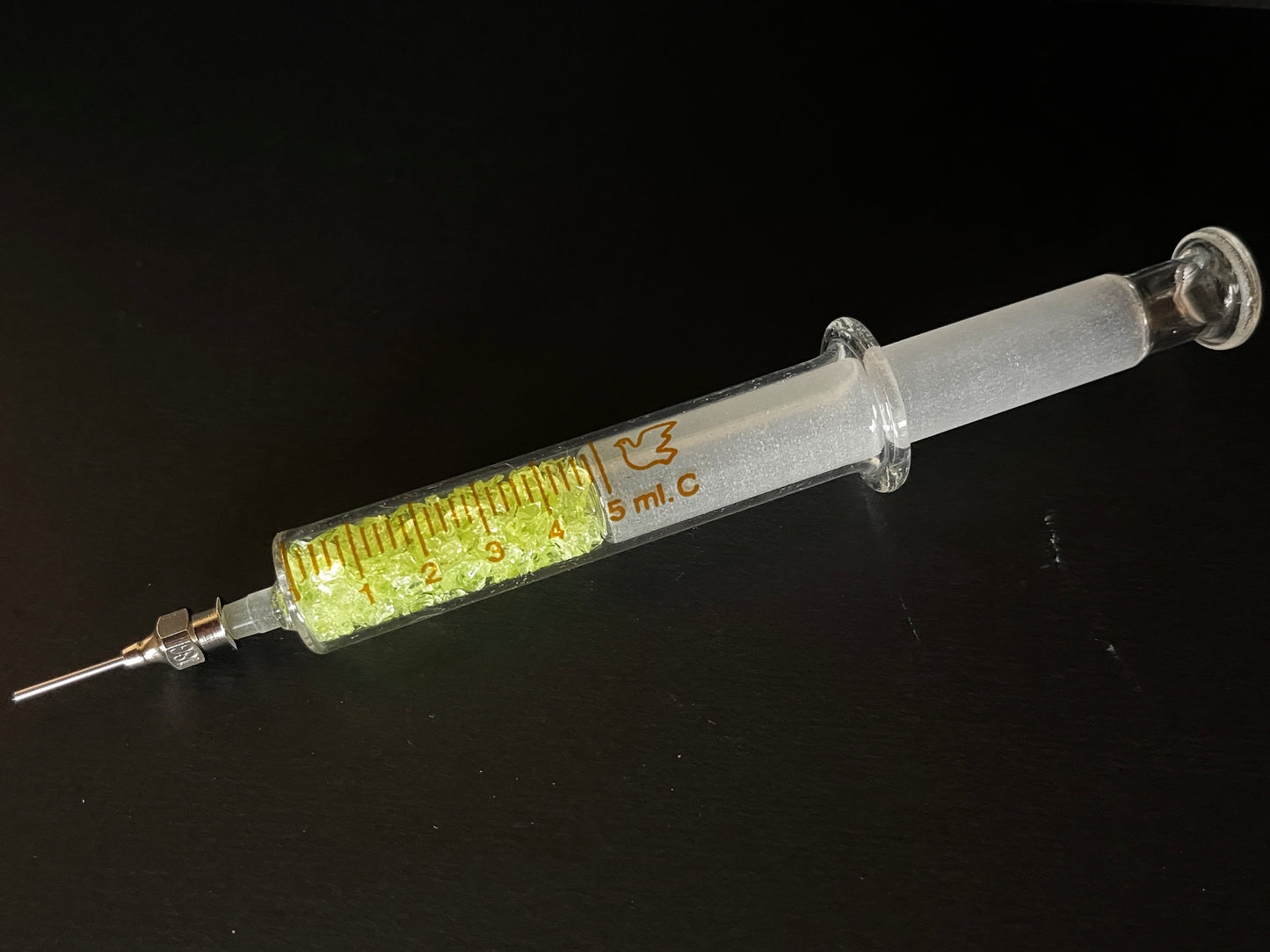 Uranium Glass Filled Syringe