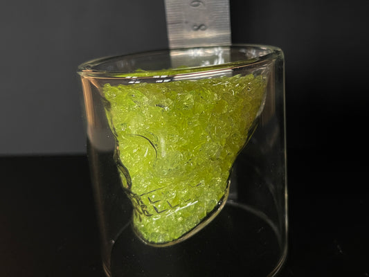 Uranium Glass Filled Skull Whisky Tumbler
