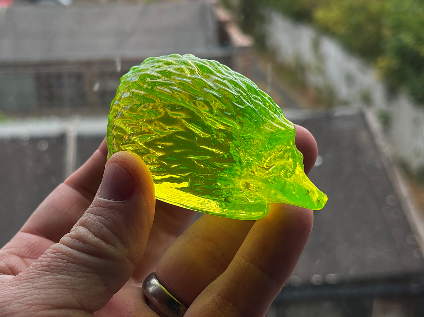 Uranium Vaseline Glass Hedgehog