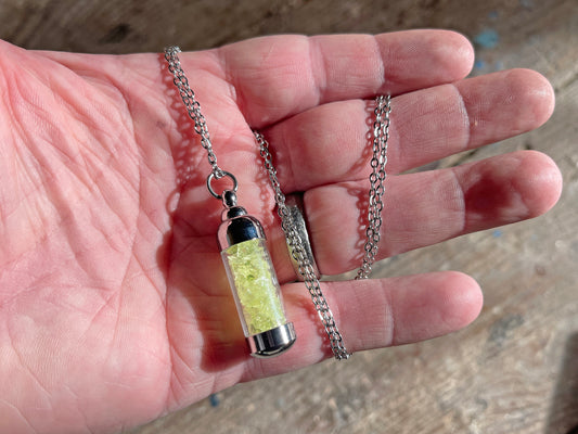 Uranium Glass Filled Pendant Necklace