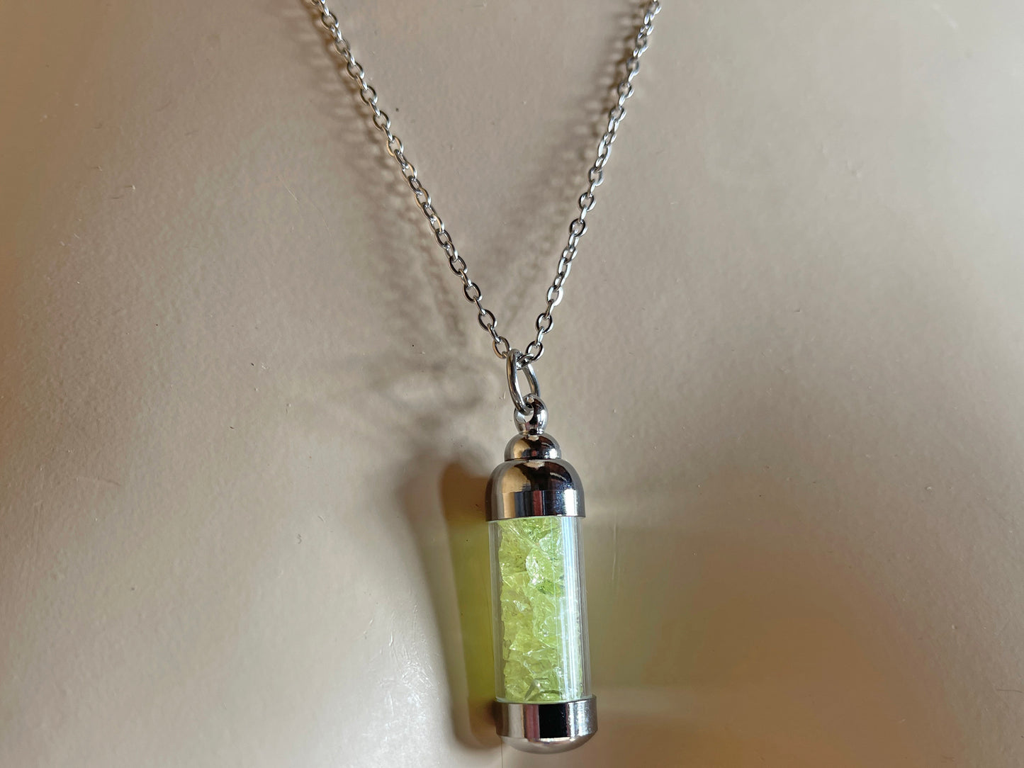 Uranium Glass Filled Pendant Necklace