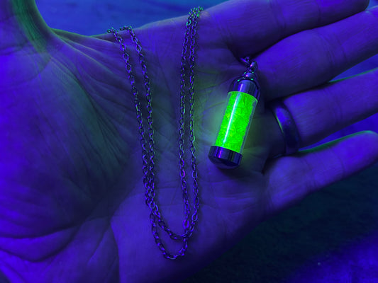 Uranium Glass Filled Pendant Necklace