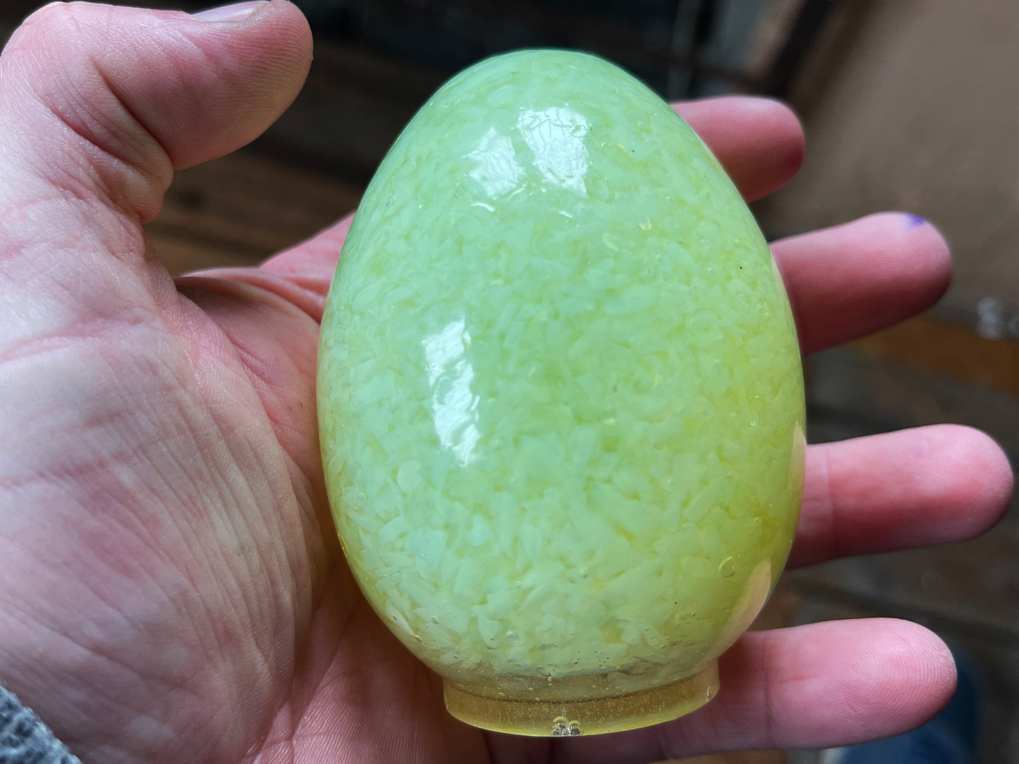 Uranium Glass Resin Custard Egg (Uresinium)