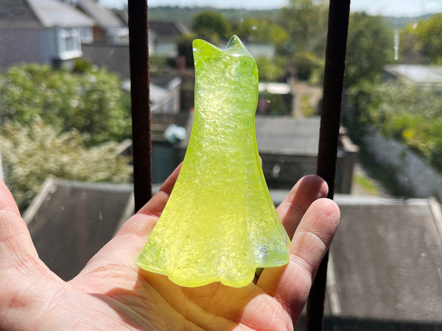 Uranium Glass Resin Ghost Cat - Tall (Uresinium)