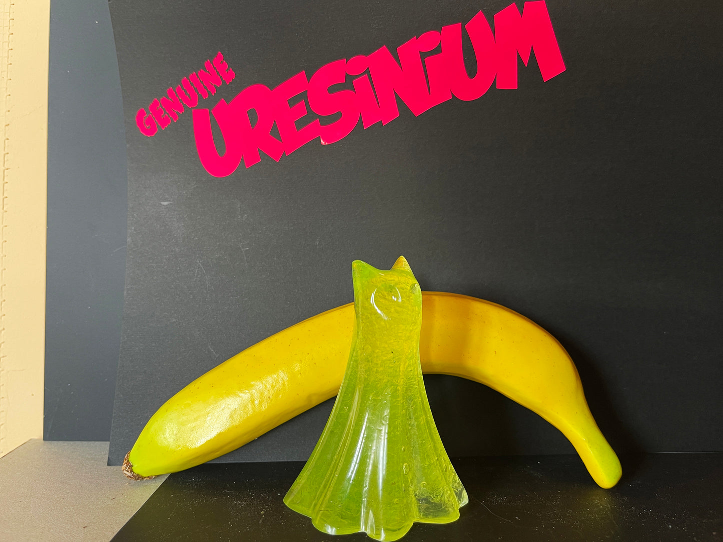 Uranium Glass Resin Ghost Cat - Tall (Uresinium)
