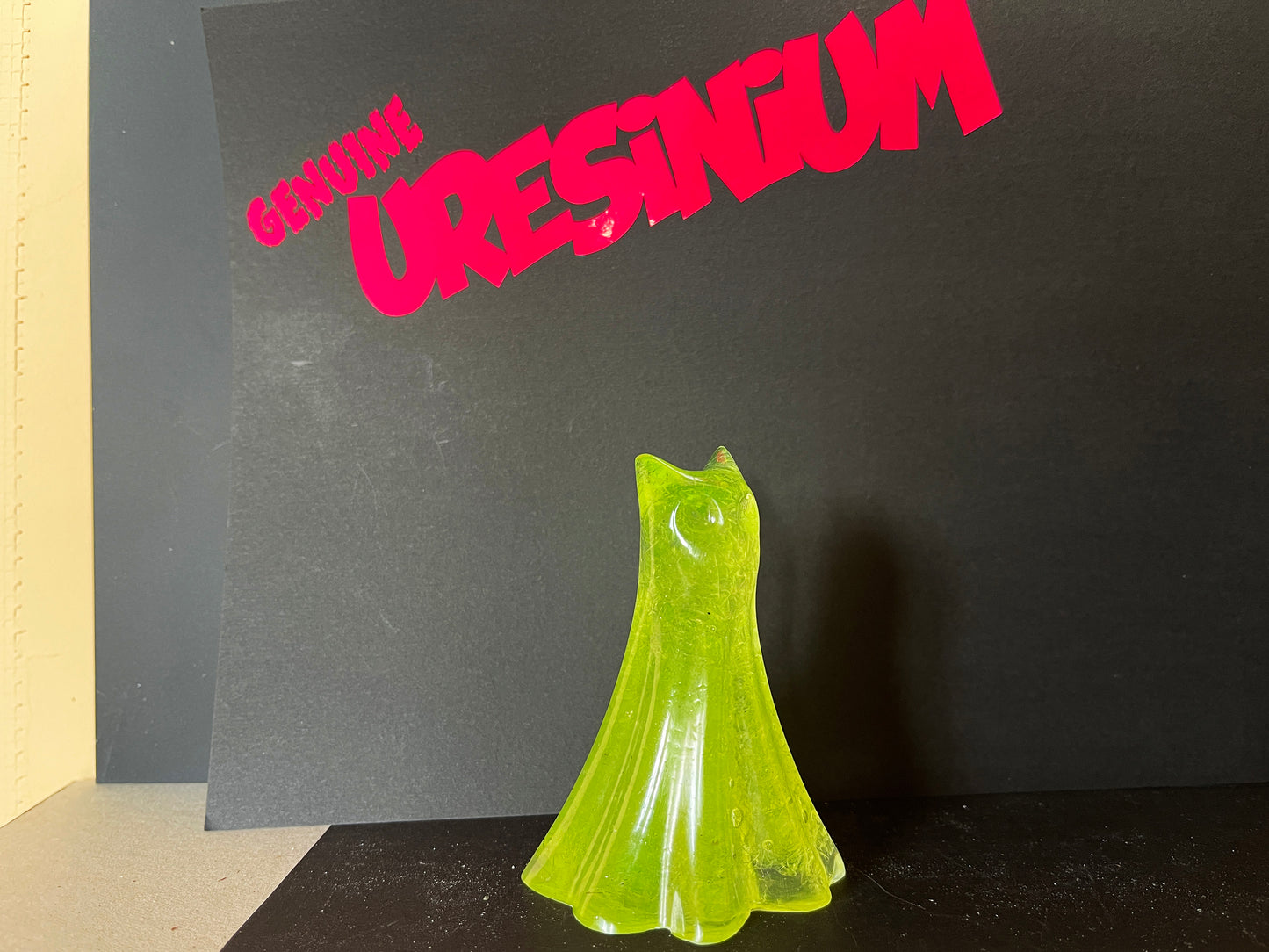 Uranium Glass Resin Ghost Cat - Tall (Uresinium)
