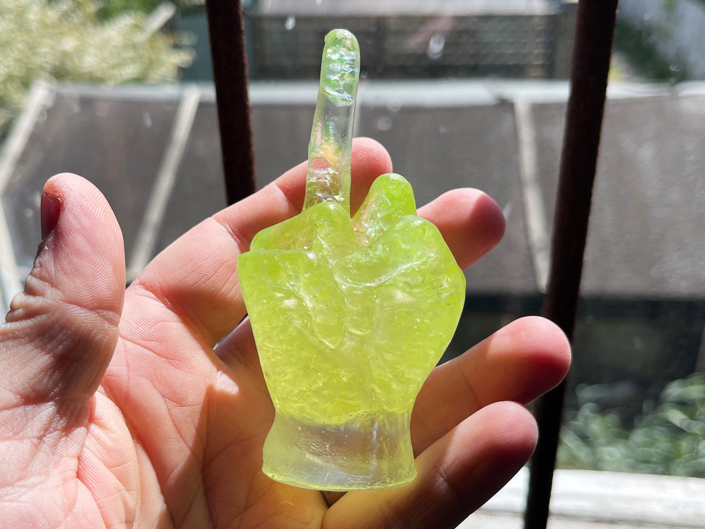 Uranium Glass Resin Middle Finger (Uresinium)