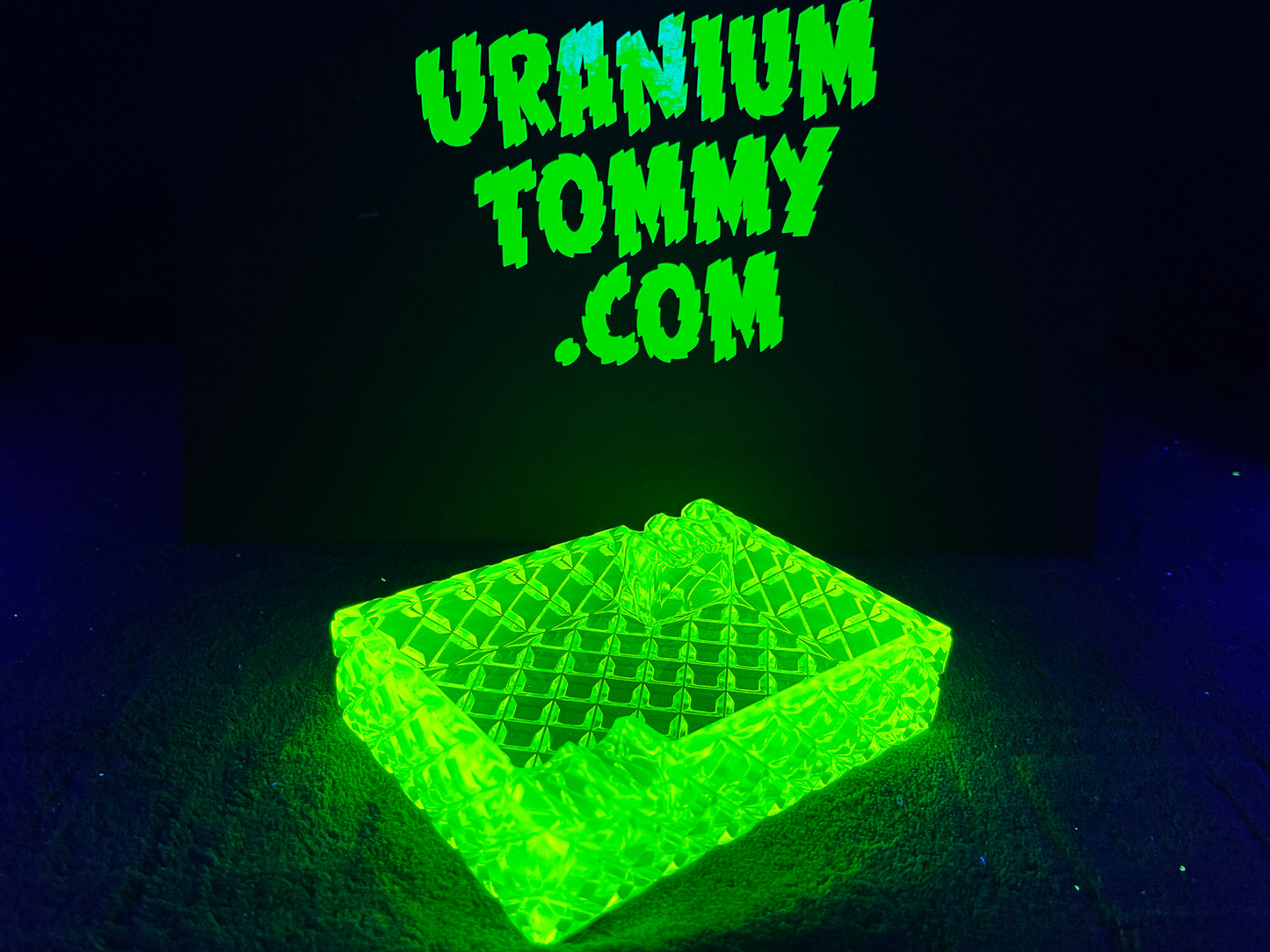 Uranium Glass Faceted Ashtray