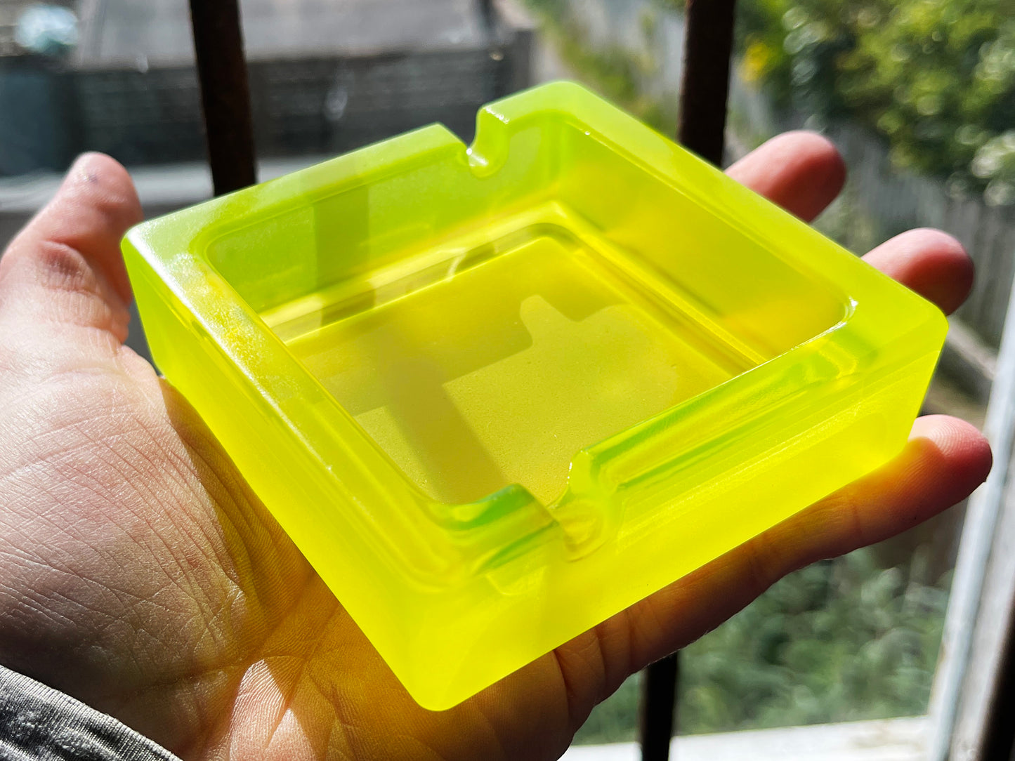 Uranium Glass Frosted Ashtray