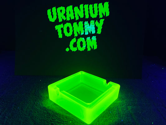 Uranium Glass Frosted Ashtray