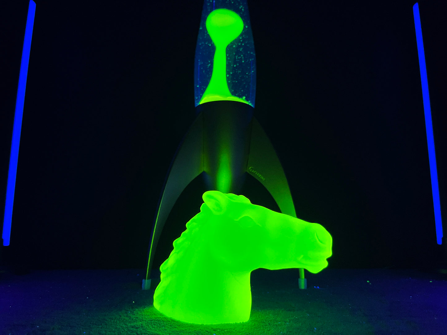 Uranium Glass Horse Head - Frosted