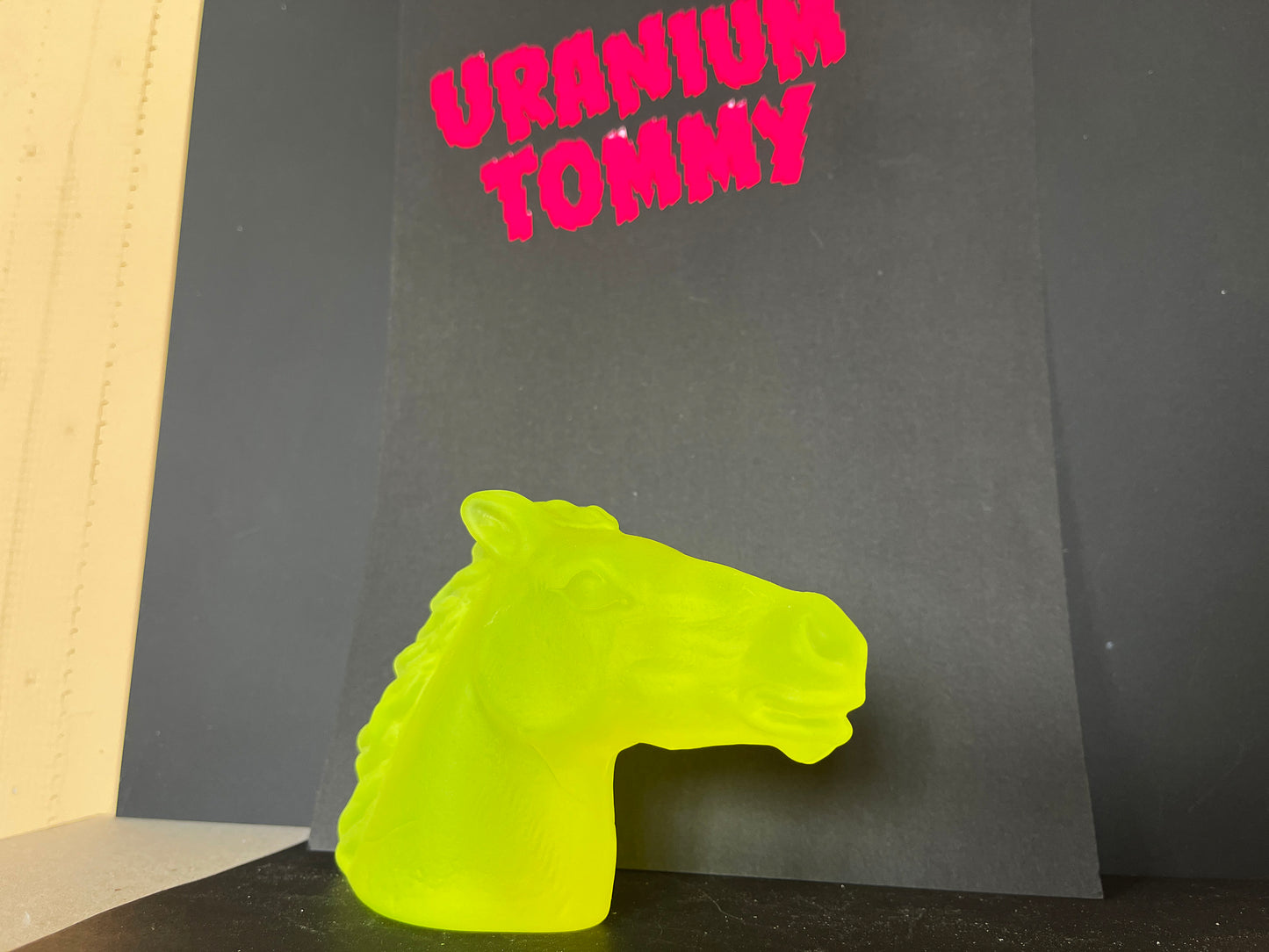 Uranium Glass Horse Head - Frosted