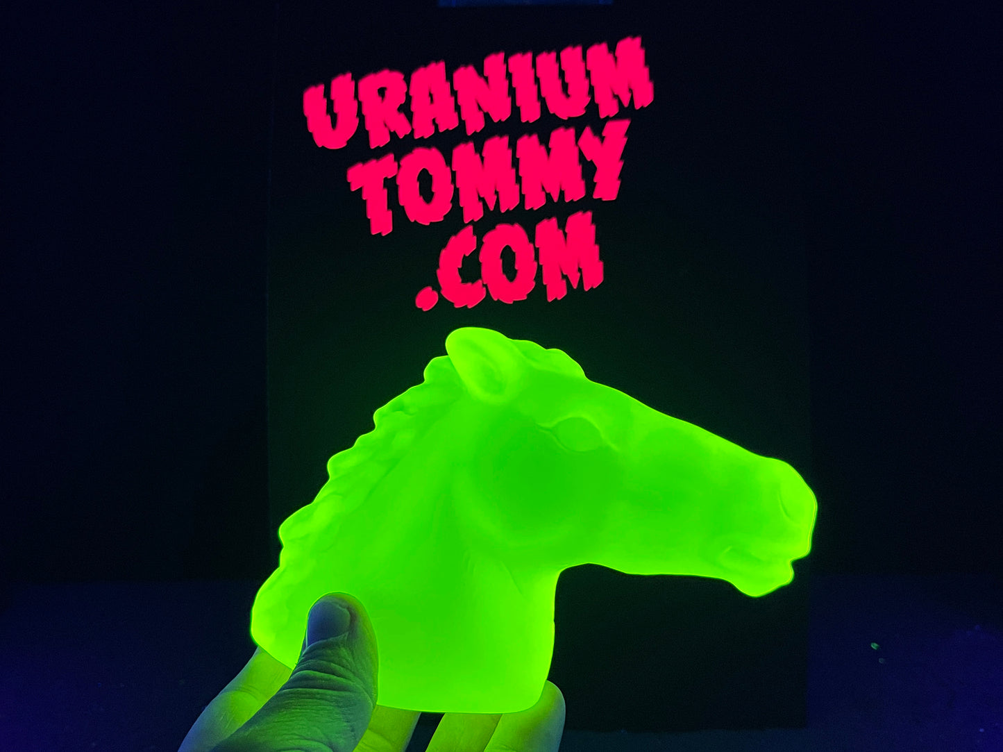 Uranium Glass Horse Head - Frosted
