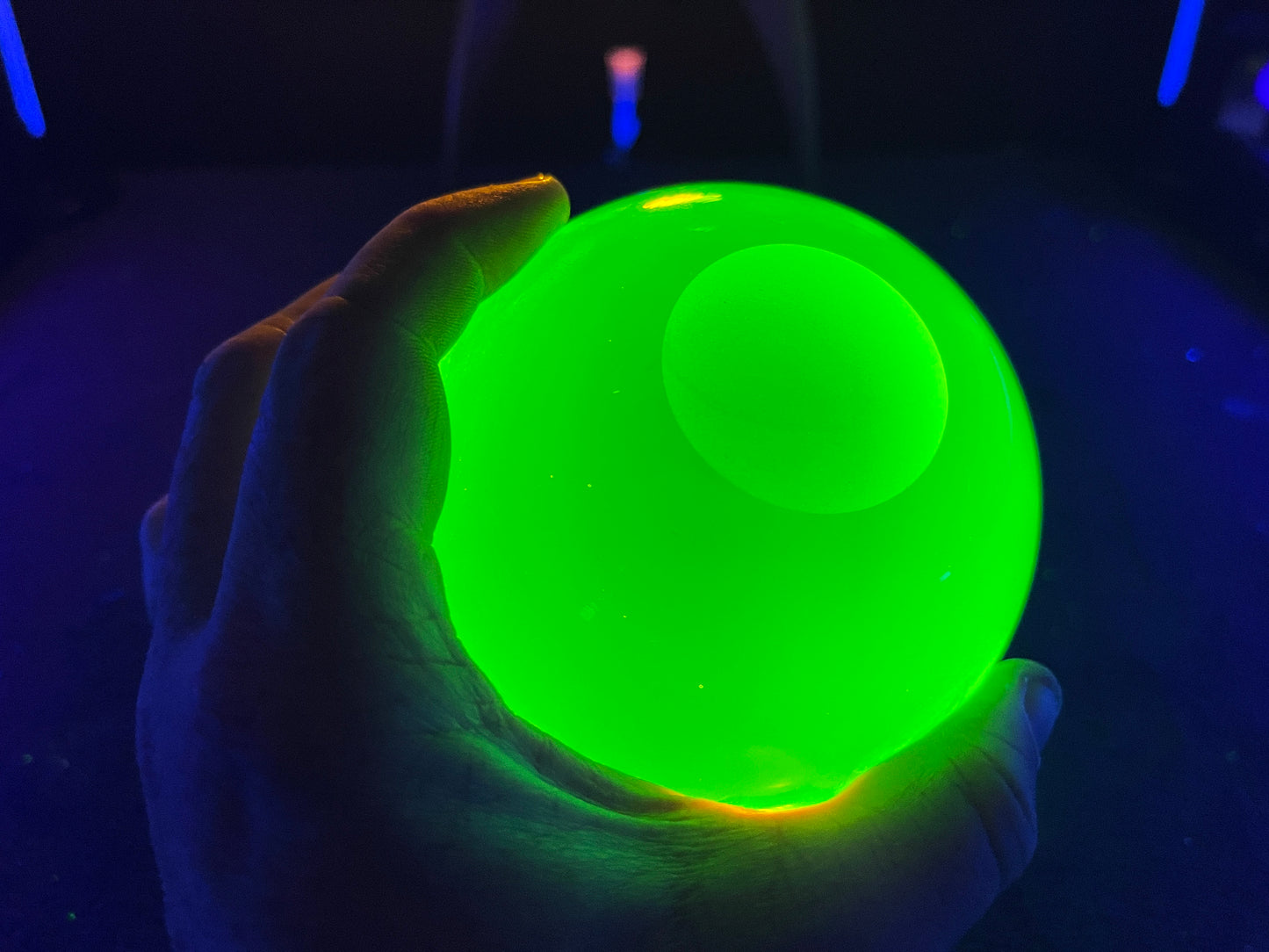 Uranium Glass 4 inch Sphere - Flat Bottom
