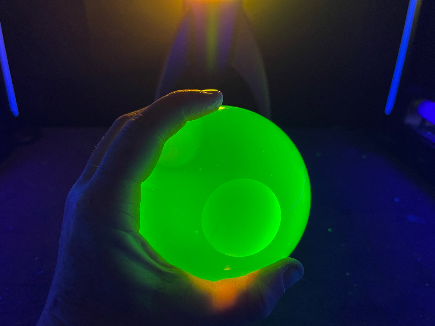Uranium Glass 4 inch Sphere - Flat Bottom
