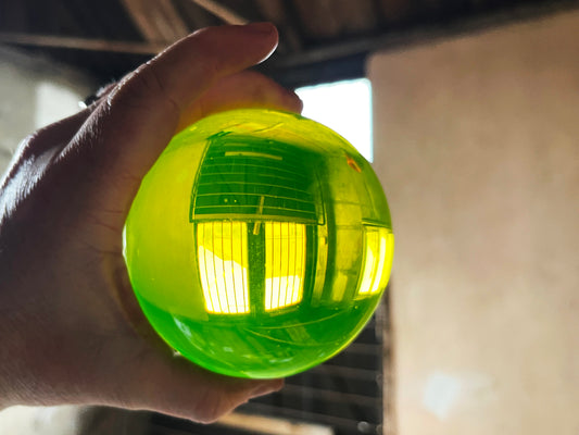 Uranium Glass 4 inch Sphere - Flat Bottom