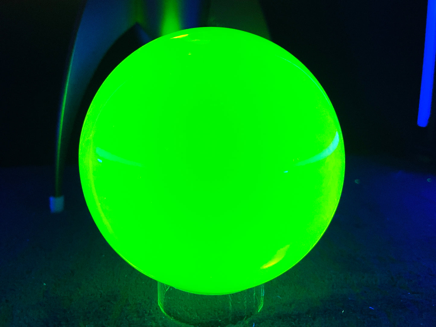 Uranium Glass 4 inch Sphere - With Stand