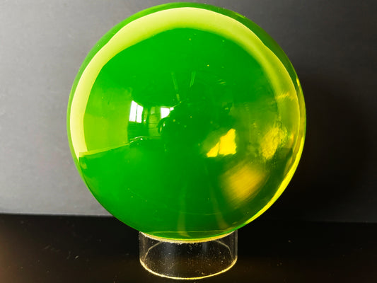 Uranium Glass 4 inch Sphere - With Stand