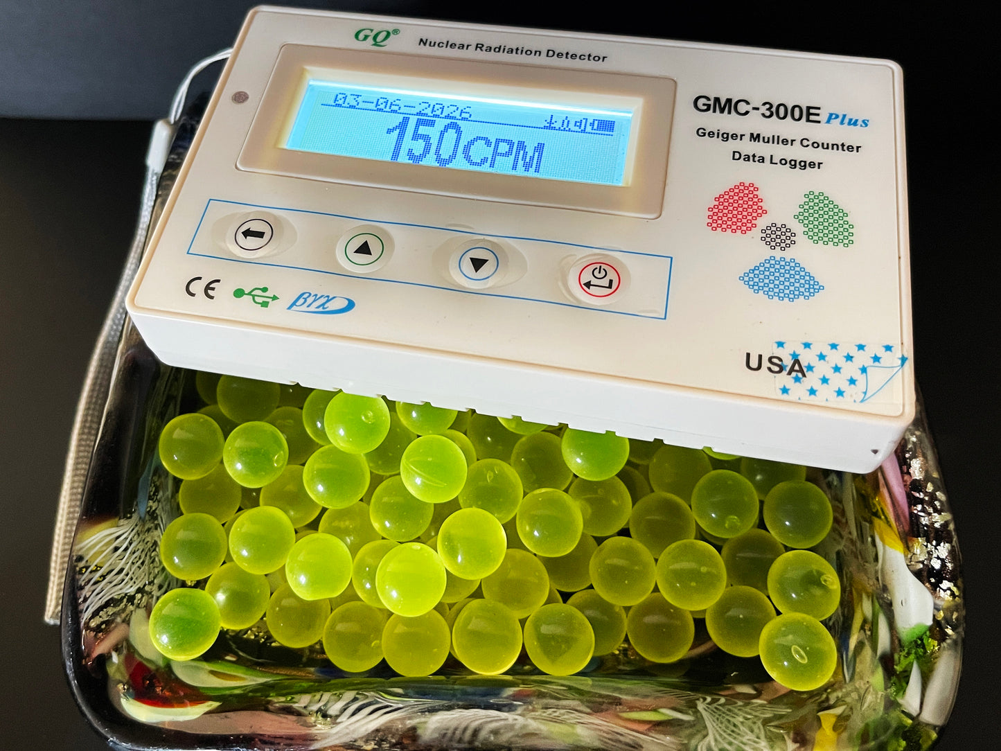 12mm Uranium Glass Marbles (Seconds)