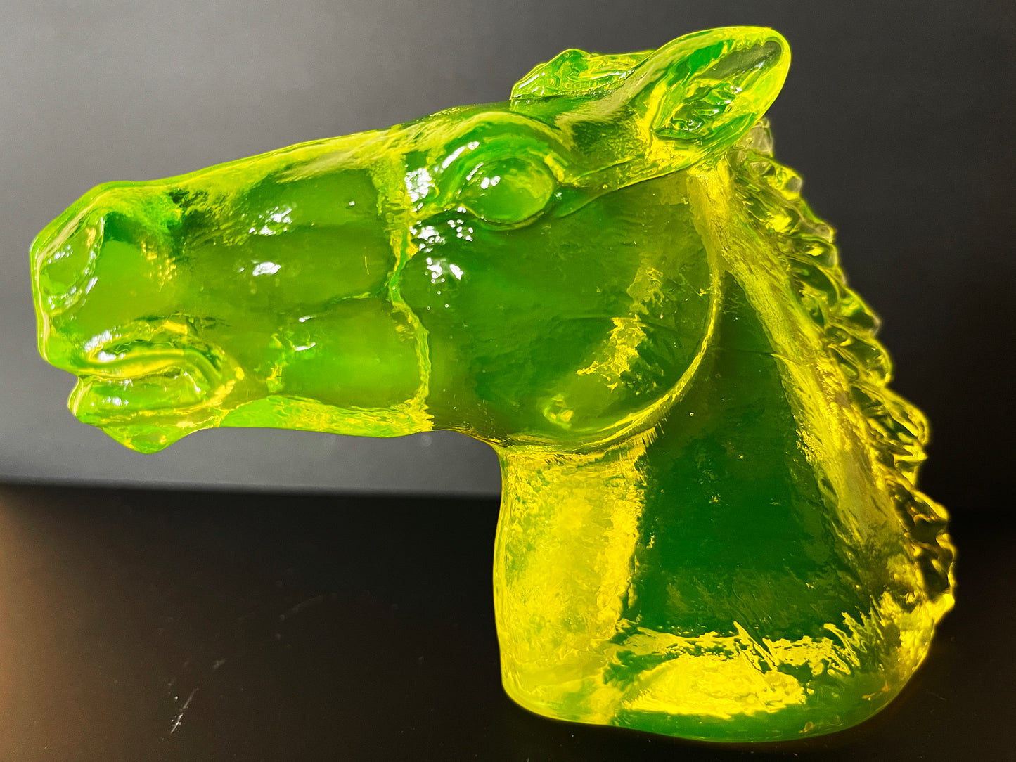 Uranium Glass Horse Head