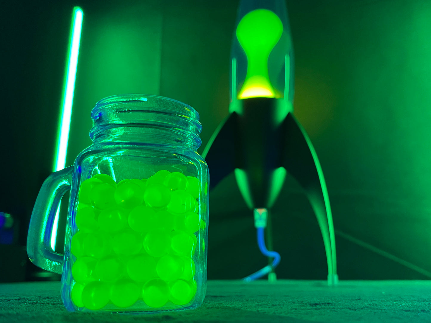 Uranium Glass Filled Drinks Jar